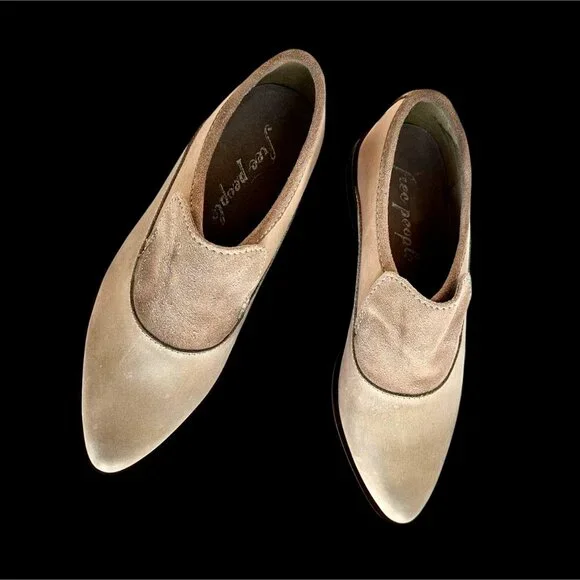 Free People Beige Leather Suede Loafers Women’s 38 Made in India - Picture 10 of 12